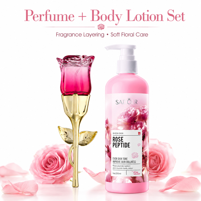 Women'S Perfume Rose Fragrance - Set de Perfume y Loción Corporal